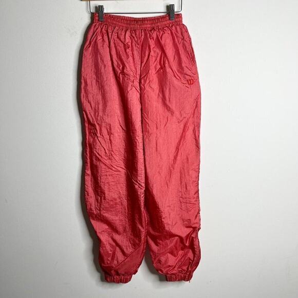Wilson Women's Vintage Track Pants Size M Pink Windbreaker Jogger Lined Nylon - Picture 2 of 11